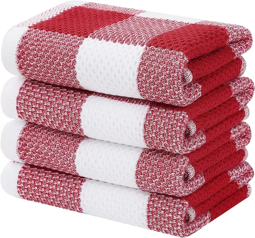 Miniatura 33 de Homaxy Paños de cocina 100% algodón, tejido gofre a cuadros, 12 x 12 pulgadas, toallas para platos súper suaves y absorbentes, de secado rápido