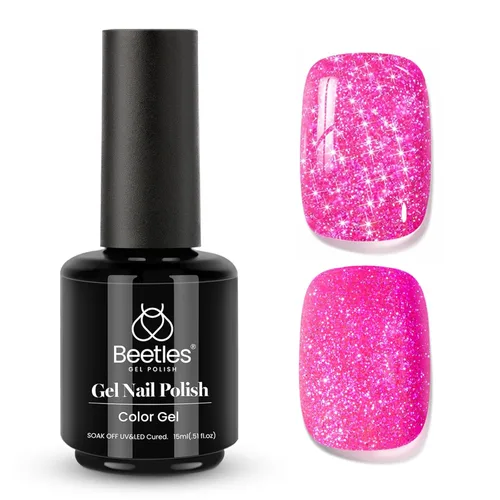 Miniatura 141 de Beetles - Esmalte de uñas de gel verde luminoso que brilla en la oscuridad, esmalte de uñas de gel que se absorbe con lámpara LED UV, arte de uñas