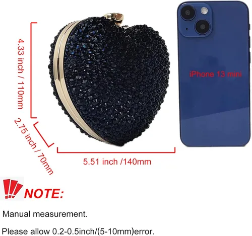 Miniatura 5 de Lindo bolso de mano con forma de corazón, mini amor, corazón, diamantes de imitación, boda, fiesta, mujer