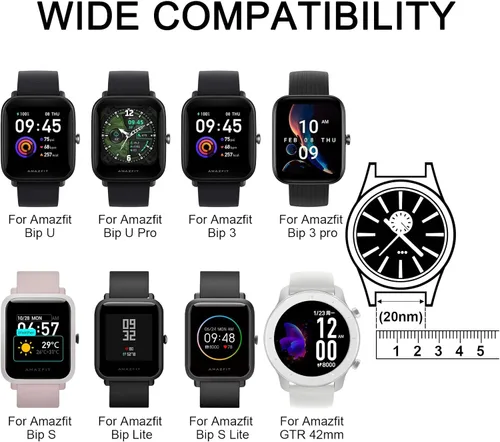 Miniatura 6 de Bandas de silicona para Amazfit Bip 3 Pro/Bip U Pro/GTR de 1.654 in, 0.787 in, paquete de 3 pulseras de repuesto suaves de liberación rápida