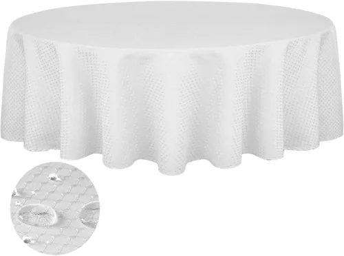 Miniatura 11 de Tektrum Mantel de jacquard redondo de 70 pulgadas, resistente al agua, resistente a las manchas, a prueba de derrames, ideal para cenas, banquetes