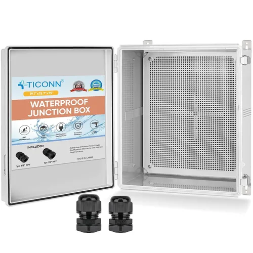 Miniatura 11 de TICONN - Caja de conexiones eléctricas impermeable IP67 con carcasa de plástico ABS con tapa con bisagras con placa de montaje, soportes de pared