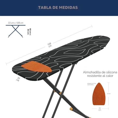Miniatura 7 de Tabla de planchar, tabla de planchar compacta y ahorradora de espacio con cubierta extra gruesa de 3 capas, altura ajustable, fácil almacenamiento