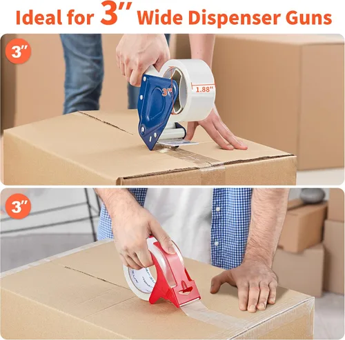 Miniatura 6 de JARLINK 12 Rollos de Cinta de Embalaje Transparente con 2 Dispensadores, Refacciones de Cinta de Embalaje Resistente para Envíos, Embalaje, Correo