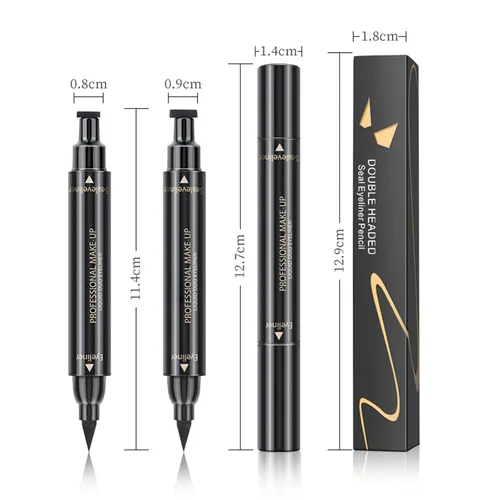 Miniatura 6 de Erinde Sello delineador de ojos con alas, 2 bolígrafos, delineador líquido impermeable y sello para ojos de gato perfectos, herramienta de plantilla