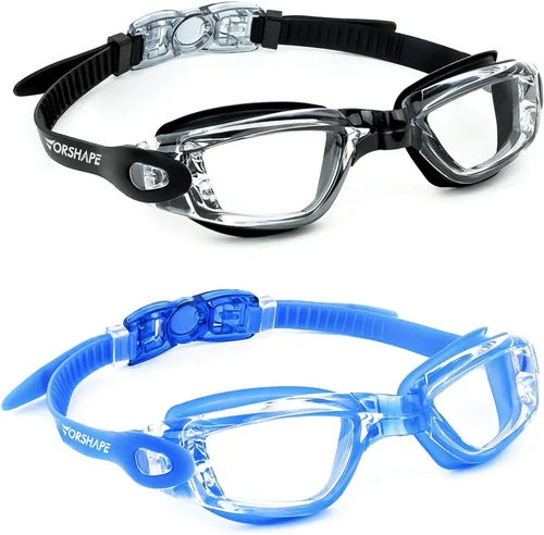 Miniatura 18 de Gafas de natación: paquete de 2 gafas de natación antivaho, sin fugas, protección UV, para adultos, hombres, mujeres, jóvenes Azul & blanco