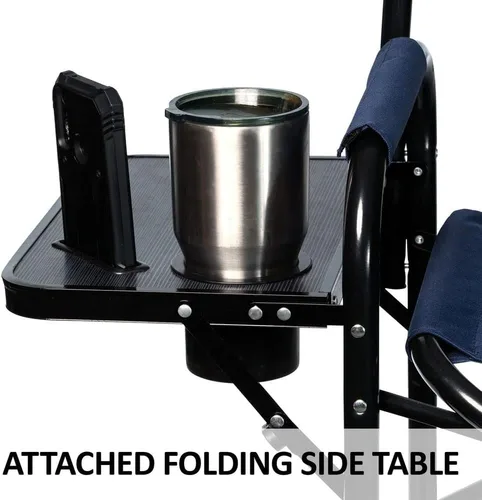 Miniatura 4 de Dura-Tech Silla alta plegable con mesa Comodidad estable elevada Duradera y resistente Comodidad acolchada Mesa plegable adjunta Capacidad