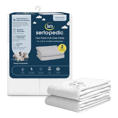 Serta Sertapedic - Almohadillas protectoras para colchón de cuna (paquete de 2) – 100% impermeables con tecnología Nanotex – Ideal para