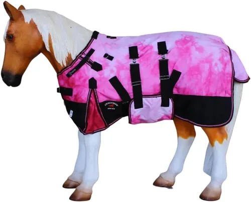 Miniatura 5 de 44" 1200D Manta de invierno para miniatura, caballo destetado, poni, burro 51977B Tela escocesa turquesa