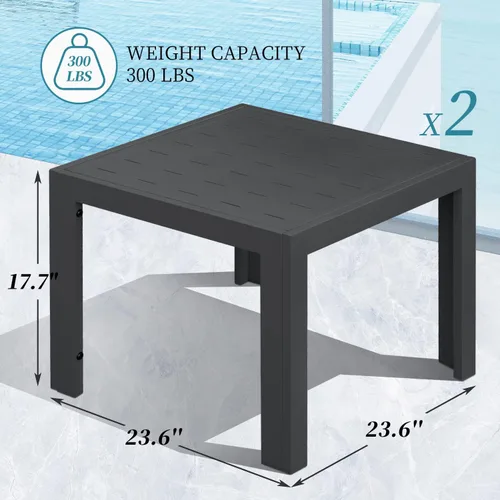 Miniatura 2 de NICESOUL® Mesas auxiliares de aluminio, 2 piezas, mesas de té grises para patio al aire libre, porche, muebles de patio trasero, piezas en pares