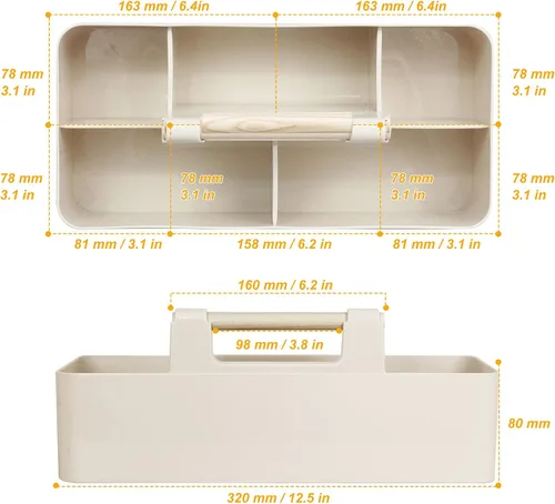 Miniatura 2 de Organizador de plástico para baby shower, organizador portátil de almacenamiento para niños/niños, cesta dividida con mango de madera para baño
