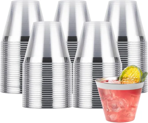 Miniatura 7 de Goodluck 50 piezas de vasos de plástico de 10 onzas para fiesta, vasos desechables plateados, vasos de cóctel de plástico para boda, Acción