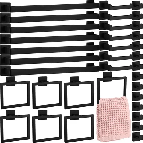 Miniatura 16 de Gisafai Juego de 15 piezas de accesorios de baño negros de 23.6 pulgadas, kit de barra de toalla de baño de acero inoxidable, toalleros, ganchos