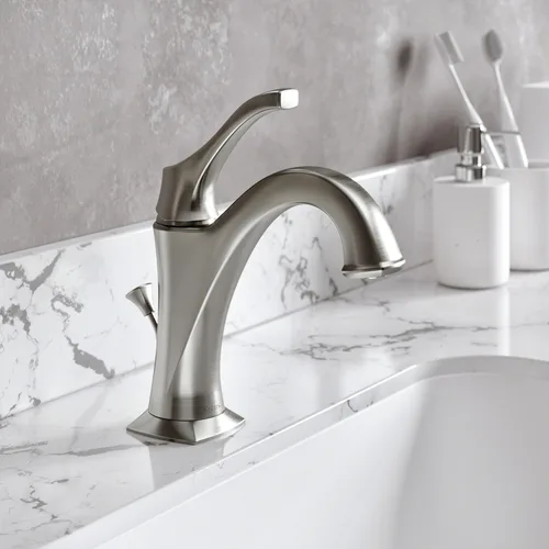Miniatura 2 de KRAUS KBF-1201SFS Arlo Grifo de lavabo de una sola manija para baño con drenaje de varilla de elevación y placa de cubierta, acero inoxidable Acero