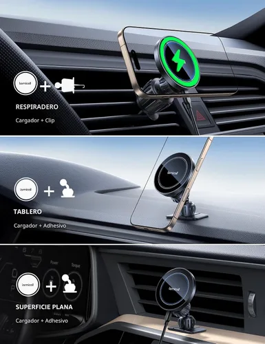 Miniatura 3 de Lamicall Cargador de Montaje para Auto MagSafe de 15W - [Imanes 20X Súper Fuertes] Soporte Cargador Inalámbrico para Teléfono de Auto, Soportes