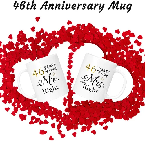 Miniatura 4 de Juego de 2 tazas de café para el 46 aniversario, regalos de boda para parejas, padres, abuelos, hombres, mujeres, marido, esposa, él, ella, caja