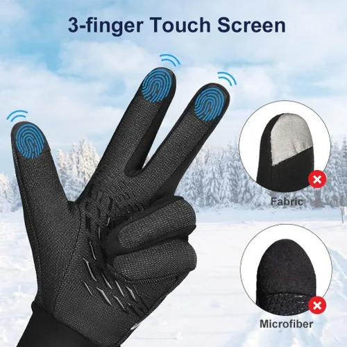 Miniatura 3 de Guantes de invierno para hombres y mujeres, para pantalla táctil para clima frío, antideslizantes, guantes cálidos con forro térmico de punto suave