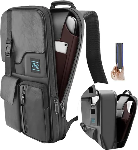 Miniatura 8 de ZINZ Mochila para laptop de 15, 15.6 y 16 pulgadas, mochila expandible para computadora con múltiples bolsillos, antirrobo, mochila de viaje
