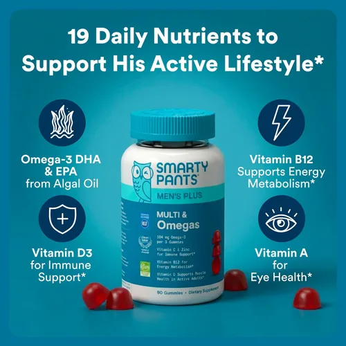 Miniatura 2 de SmartyPants Gomitas multivitamínicas para hombres - Fórmula mejorada: Omega 3 (DHA/EPA), metilfolato, vitamina D3, C, vitamina B12, B6, vitamina A