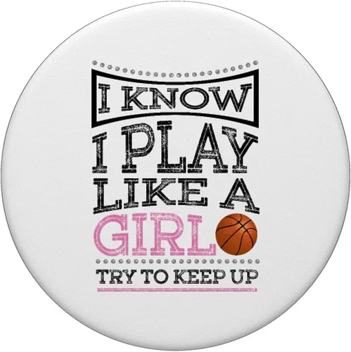 Miniatura 3 de I Know I jugar como una niña Trate de mantener Up – baloncesto regalo – popsockets agarre y soporte para teléfonos y tabletas, Negro