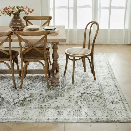 Miniatura 210 de Syalife 4x6 Alfombra Lavable para Área, Ultra Suave Antideslizante, Pila Baja, Alfombra Vintage Resistente a Manchas para Sala de Estar, Alfombra