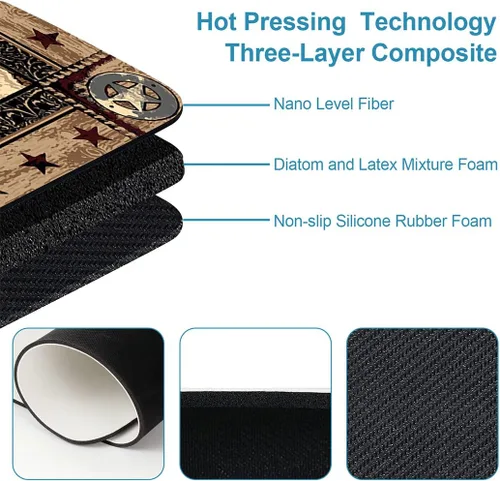 Miniatura 5 de HommomH Alfombras de baño antideslizantes, color negro, súper absorbentes, para baño, 24 x 17 pulgadas, marrón estrella del oeste de Texas