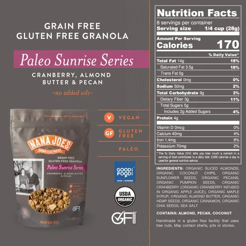 Miniatura 4 de Nana Joes Granola Serie Paleo Arándano, mantequilla de almendras y nuez Hecho a mano sin gluten, vegano, saludable, orgánico, a base de plantas