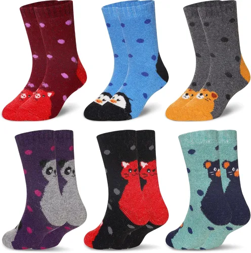 Miniatura 103 de Eocom 6 pares de calcetines de invierno cálidos de lana para niños y niñas