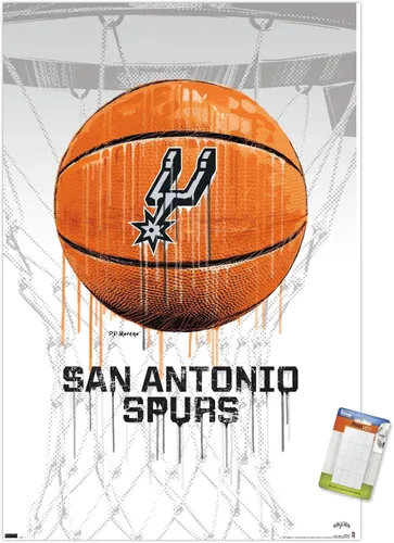 Miniatura 10 de Trends International NBA San Antonio Spurs - Póster de pared Drip Basketball 21, 22.375 x 34 pulgadas, versión premium sin marco