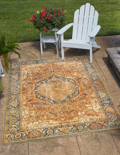 Miniatura 8 de Unique Loom Outdoor Traditional Collection - Alfombra de área - Nosara (4 pies 1 pulgada x 6 pies 1 pulgada, rectangular, azul/azul claro)