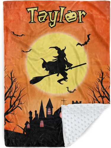 Miniatura 19 de Manta de bebé personalizada de Halloween, manta con nombre personalizado para niños pequeños, franela suave con respaldo de puntos de doble capa