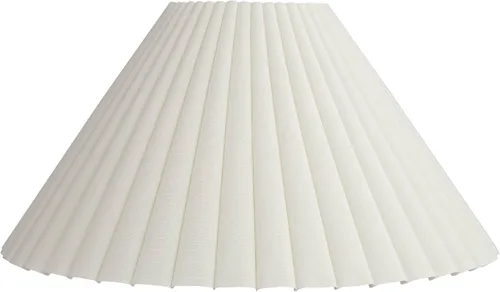 Miniatura 8 de Juego de 2 pantallas de lámpara Box Pleat Empire en blanco antiguo, grandes de 6.75" en la parte superior x 20.75" en la parte inferior x 10.75