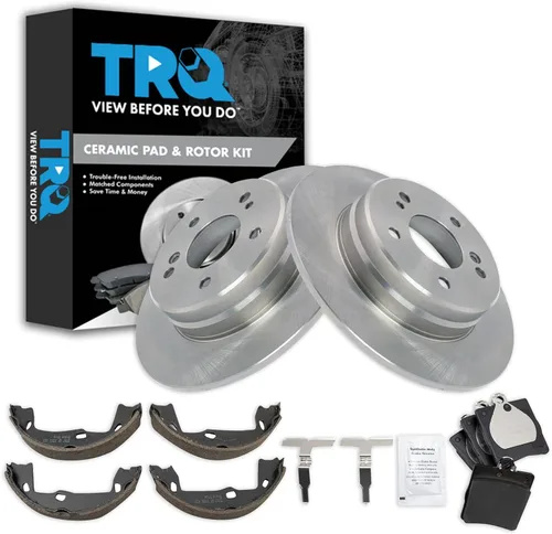 Miniatura 69 de TRQ Kit de pastillas de freno y rotor Posi trasero premium con zapatas de estacionamiento para camión GM SUV