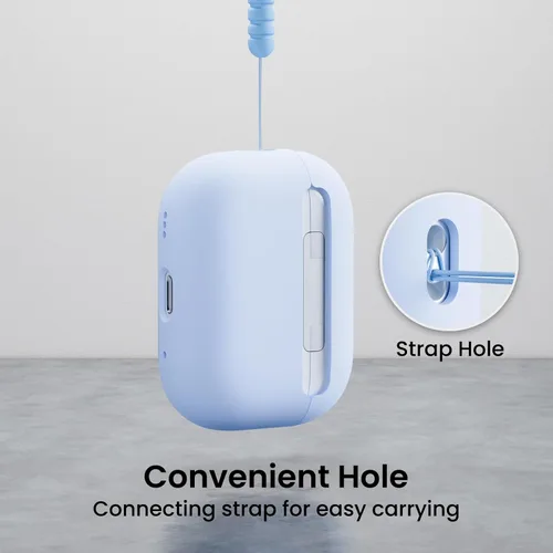Miniatura 3 de ORNARTO Funda compatible con AirPods Pro 2 2022, silicona híbrida protectora completa para AirPods Pro de 2ª generación, cubierta frontal LED Azul