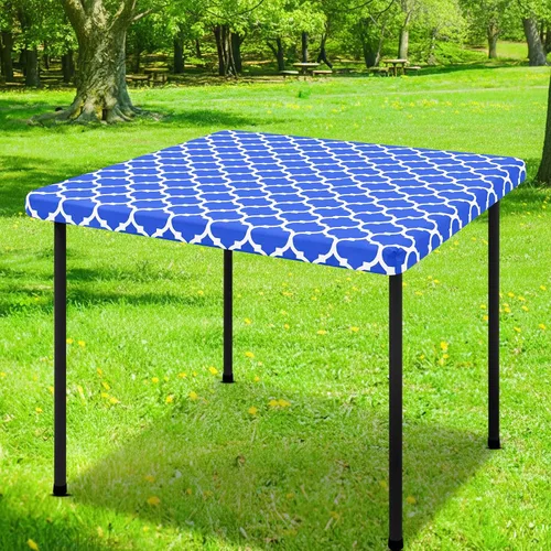 Miniatura 12 de Smiry Mantel cuadrado para mesa de pícnic, manteles de camping impermeables elásticos ajustables, protector de mantel de vinilo con respaldo de Gris