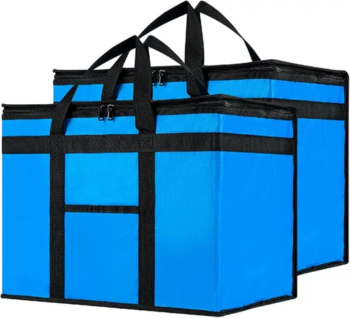 Miniatura 42 de NZ home Durable 3XL PRO Bolsa Térmica Aislada y Calentador de Alimentos para Entrega y Compras de Comestibles con Cremallera Superior, Azul Grado