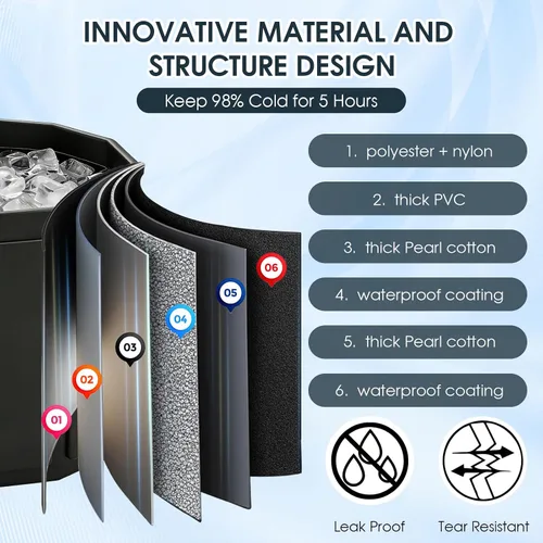 Miniatura 3 de Ice Bath - Bañera fría – Baño de hielo portátil para adultos, bañera plegable aislada de 6 capas para crioterapia y recuperación muscular, bañera