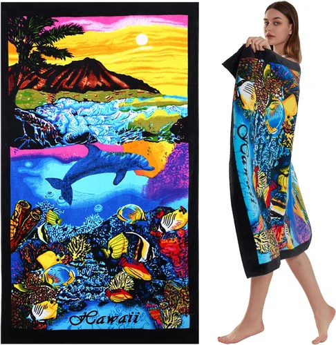 Toalla de playa de gran tamaño de algodón, extra grande de 40 x 70 pulgadas, toalla de piscina de alta absorción, toallas de playa de felpa suave XL