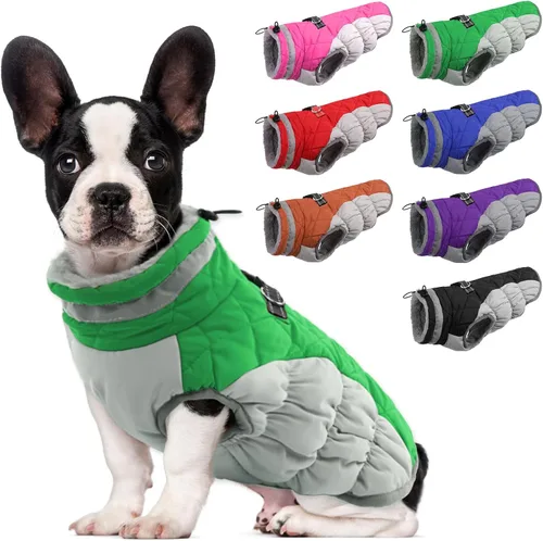 Miniatura 28 de Lelepet Abrigo cálido para perro, abrigo de invierno para perro, chaqueta impermeable para perros con arnés incorporado, chaleco reflectante