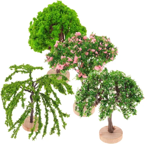 4 piezas de modelos de árbol en miniatura, árboles de simulación de plástico para paisajes en miniatura, accesorios de mesa de arena, modelos