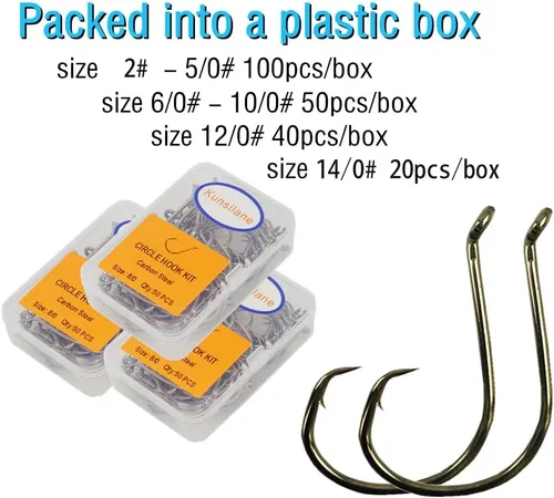Miniatura 7 de Ganchos circulares para pesca de gato, 50/100 unidades, ganchos circulares de pesca de pulpo, agua salada, agua dulce para bagre lubina Redfish 1/0