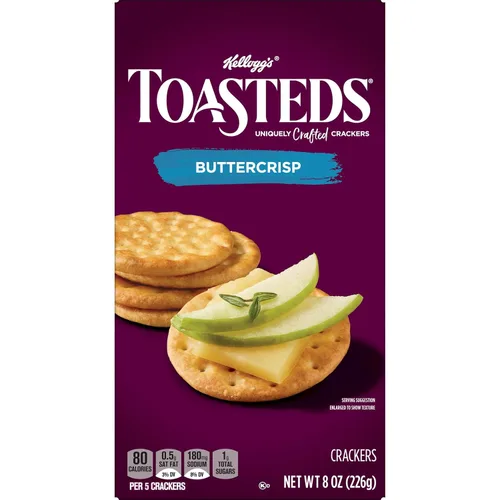 Miniatura 8 de Toasteds Galletas saladas, aperitivos para fiestas, Buttercrop, caja de 8 onzas (1 caja)