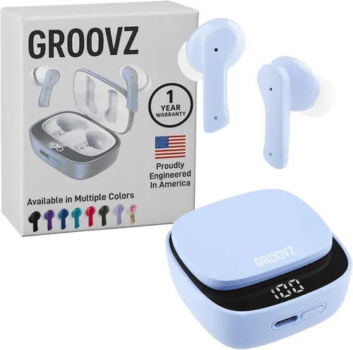 Miniatura 12 de Auriculares inalámbricos verdaderos Groovz con estuche de carga - Diseñados y fabricados en Estados Unidos - Auriculares Bluetooth resistentes al