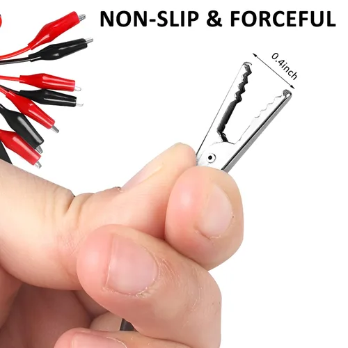 Miniatura 4 de 4 grupos de 1M de clips de cocodrilo eléctricos, cables de prueba aislados con clips de cocodrilo, cables de puente de doble extremo estampados