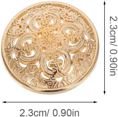Miniatura 6 de SUPVOX 30 botones de metal para costura: botón plano redondo de diseño hueco dorado de 0.906 in para chaquetas y suéteres, ideal para costura