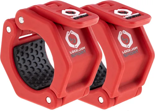 Lock-Jaw Sport - Collar de barra olímpico - Abrazadera de barra de liberación rápida (rojo)