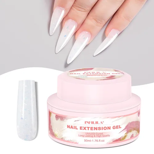 Miniatura 11 de NXJ INFILILA Gel de uñas de polietileno con purpurina, colores azul bebé, extensión de gel de poliéster para mejorar las uñas, engrosamiento