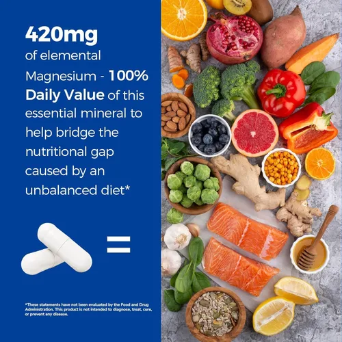 Miniatura 5 de Vitalibre Complejo de magnesio 10 en 1, 420 mg de magnesio elemental, ultra fuerza, máxima absorción, suplemento de magnesio quelado para nervios
