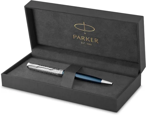 Miniatura 11 de PARKER Sonnet - Bolígrafo de metal de alta calidad y acabado negro brillante con borde dorado, punta media con recarga de tinta negra, caja de regalo