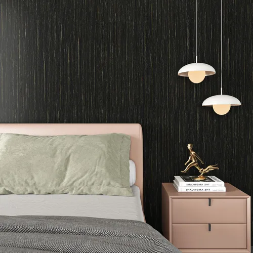 Miniatura 4 de Livelynine Papel tapiz texturizado negro y dorado para despegar y pegar, papel adhesivo negro y dorado para gabinetes, encimeras, escritorio